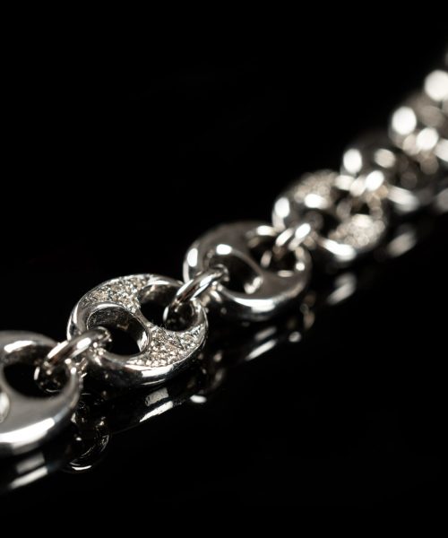 BR 2021/B Bracciale maglia marina in oro bianco e brillanti