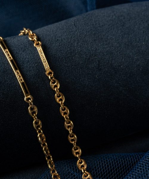 BR 2231/SBW Bracciale maglia marina in oro giallo con elemento in smalto e brillanti, BR 2227/B  Bracciale Maglia Marina in oro giallo con elemento in brillanti
