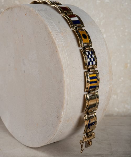 BR 97 Bracciale snodato in oro giallo e bandiere con smalto